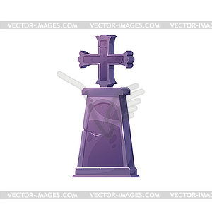 Grave icon, tombstone with cross, old gravestone - vector clip art