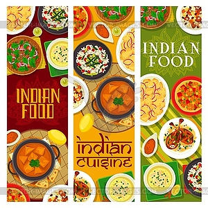 Indian cuisine, India dishes banners set - vector clipart