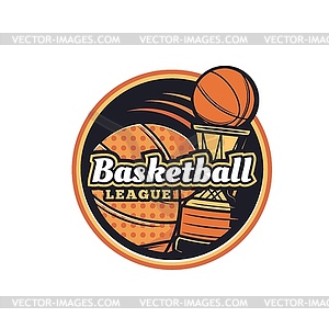Basketball sport club team icon, streetball cup - vector image
