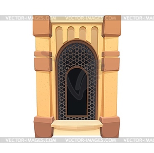 Cartoon arabic medieval window of castle, arch - vector clipart