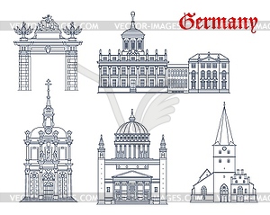 Germany architecture, Potsdam and Bonn landmarks - vector clipart