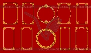 Asian golden chinese, japanese, korean knot frames - vector image