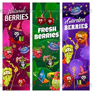 Cartoon funny berry wizard, warlock, witch, fairy - vector clipart