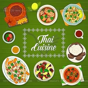 Thai food menu, Thailand cuisine lunch and dinner - vector clipart