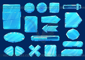 Ice crystal user panel interface buttons ui set - vector clipart