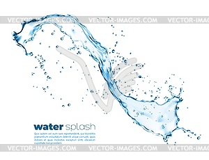 Clean blue water wave splash - vector image