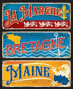 Bretagne, Maine and La Marche regions of France - vector image