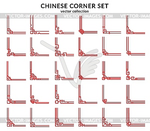 Chinese red frame corners and oriental dividers - vector image