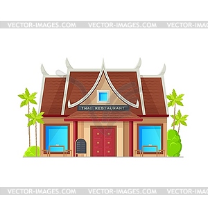 Thai cuisine restaurant building, Asian food bar - vector image