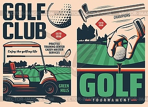 Golf sport club tournament vintage posters - vector image