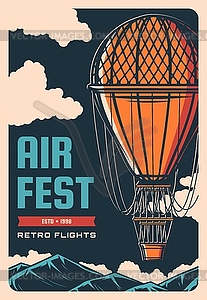 Воздушный шар на ретро-постере air fest - клипарт в векторе / векторное изображение