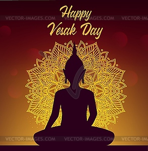 Праздничный фестиваль Весак, праздник дня рождения Будды - векторное изображение