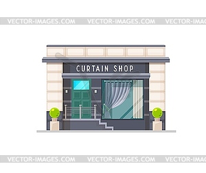 Здание магазина штор или магазин оконных драпировок - векторный эскиз