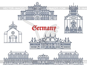 Germany, Dresden and Trier architecture buildings - vector clipart / vector image