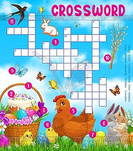 Easter holiday characters crossword puzzle game - royalty-free vector clipart