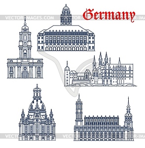 Германия, Дрезден архитектурные постройки, церкви - изображение в векторе