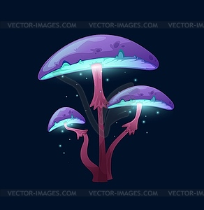 Fantasy magic purple luminous blue cap mushroom - vector image