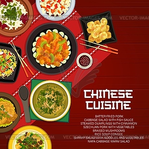 Chinese cuisine restaurant menu cover, Asian food - royalty-free vector clipart