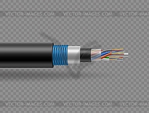 Fiber optic tight cable on transparent background - vector image