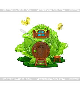 Мультяшный сказочный домик из капусты - векторное изображение EPS
