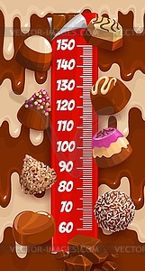 Kids height chart with choco, candies and caramel - vector EPS clipart