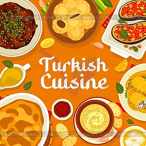 Turkish cuisine menu cover with halal food - vector clipart