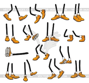 Cartoon legs, comic feet in yellow shoes - vector clip art