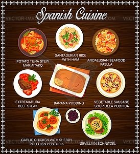 Spanish cuisine menu food meals - vector clipart