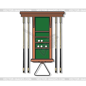 Pool cue rack, billiards and snooker game items - vector clip art