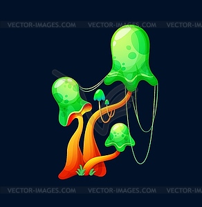 Фантастический волшебный токсичный зеленый гриб, грибок - векторизованное изображение