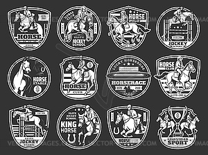 Horse riding and equestrian sport club icons - vector image