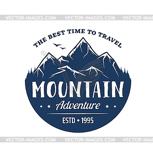 Mountain adventure climbing extreme sport icon - vector clip art