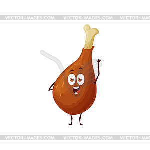 Turkey or chicken fried cooked leg happy character - color vector clipart