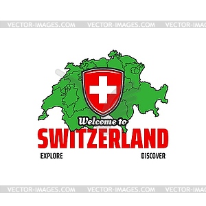 Switzerland map icon. emblem coat of arms - vector image