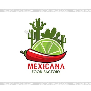 Mexican restaurant food factory icon - vector image