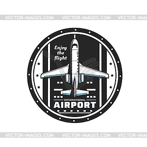 Airport and airplane icon of aircraft and aviation - vector clipart