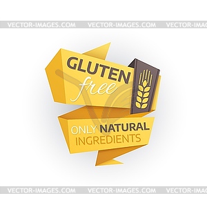 Gluten free origami banner icon. Eco food label - vector clipart