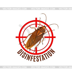 Disinfestation icon, cockroach stop cartoon sign - vector clipart