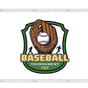 Baseball team tournament icon with ball in glove - vector clipart / vector image