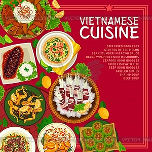 Vietnamese cuisine menu cover template - vector image