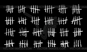 Wall tally marks, prison day counting hash symbols - vector image