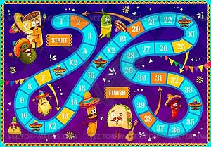 Board game with cartoon mexican food characters - vector EPS clipart