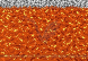 Lava magma pixel blocks pattern, game background - vector image