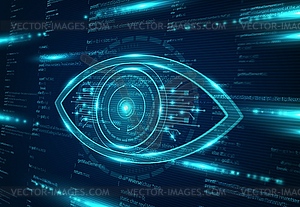 Cyber spy technology, virtual eye internet control - vector image