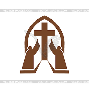 Christianity religion icon with spirituals pray - vector image