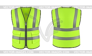 Safety vest jacket, worker uniform wear - vector clipart