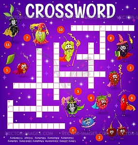 Cartoon berry fairy and wizard crossword - vector image