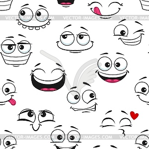 Funny cartoon smiles and laughing faces pattern - vector image