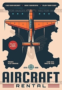 Aircraft or airplane rental service vintage poster - vector clipart / vector image