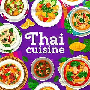 Thai cuisine restaurant meals menu cover page - vector clip art